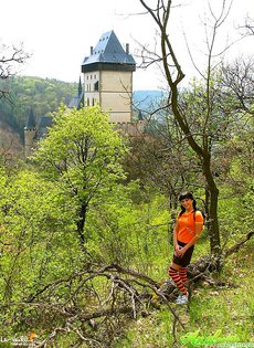 Брюнетку трахнули в анал на улице