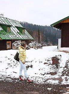 Шлюха прибыла по вызову в загородный домик, где получила членом по лицу